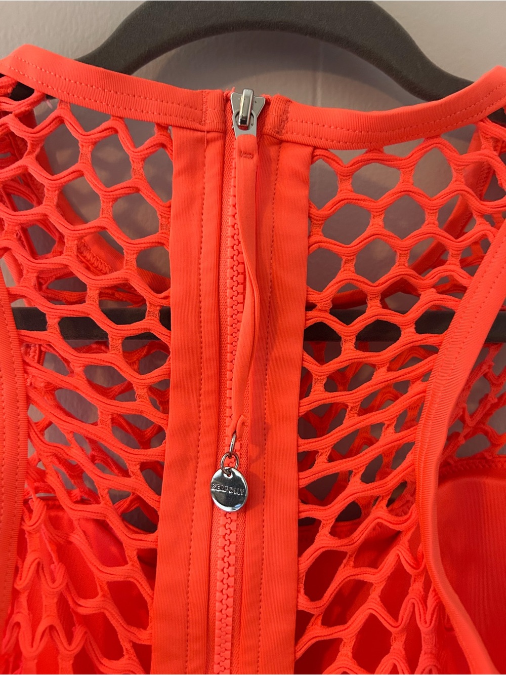 SEAFOLLY US 10 Nectarine Orange Mesh About High Neck One Piece Swimsuit - Picture 8 of 16